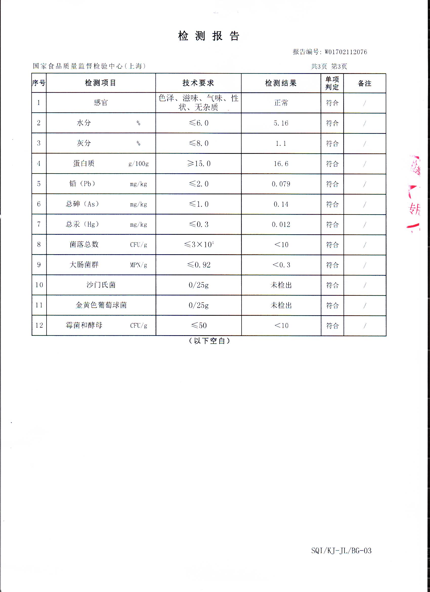 2017年 菇新破壁靈芝孢子粉顆粒 重金屬檢測報(bào)告